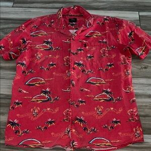 Rip Curl Red Tropical Hawaiian  Men's Button Down Shirt